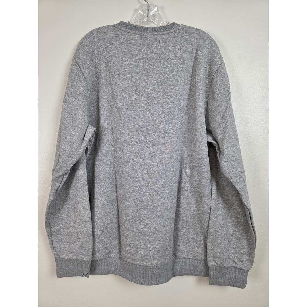 Adidas Sweatshirt Mens XL Gray Medium Grey Heather Logo Pullover Crewneck Fleece - Picture 13 of 13